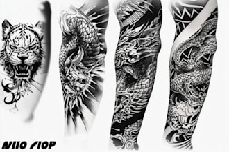 draw custom tattoo design realistic, full sleeve tattoo artist
