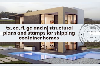tx, ca, fl, ga and nj structural plans and stamp for shipping container homes