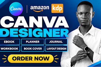 use canva design ebook, planner, layout journal, workbook, fix book cover design