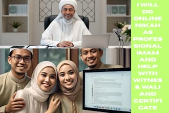 do online nikah as professional imam and help with witness, wali and certificate