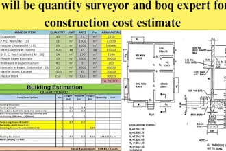 be quantity surveyor and boq expert for construction cost estimate