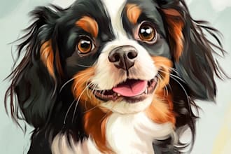 draw cute custom dog and other animals portrait for you