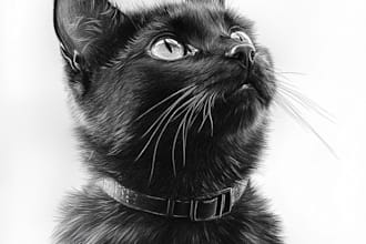 do custom pet portrait, cat portrait, dog portrait drawing