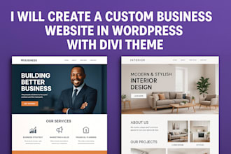 create a custom business website in wordpress with divi theme