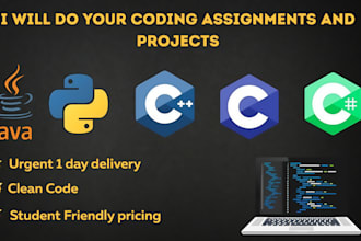 do coding assignments and projects in python, cpp, c, java and c sharp