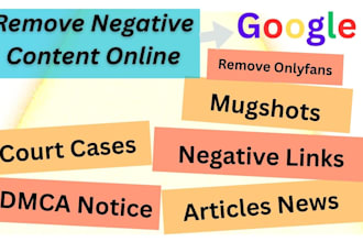 permanently remove mugshots, cases, news articles, and negative link from google