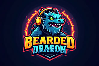do awesome bearded dragon logo for your business