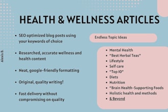 write health, self help, stress, and wellness articles for you