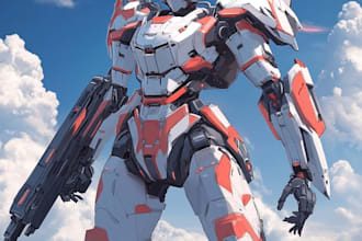 do cyberpunk, sci fi, robot, mecha character concept art