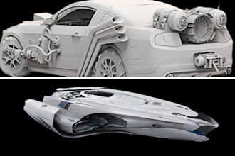 create 3d vehicle model, car, robot, spaceship, drones model for games and print