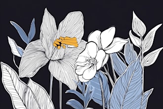 create amazing botanical vector line art illustration