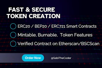 create crypto coin,erc 20 erc271 bep20 token smart contract and website