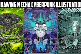 draw mecha high quality mecha cyberpunk illustration