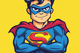 draw superhero cartoon mascot character logo
