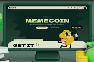 design meme coin landing page, meme coin website, crypto website, memecoin