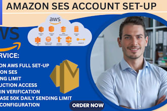 set up amazon ses with a 50k daily sending limit, SMTP, and  domain verification