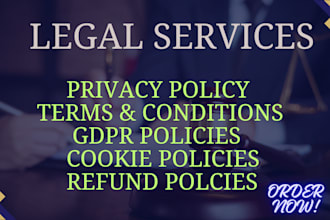 write privacy policy, gdpr poliy, terms and conditions, cookie, refund policy