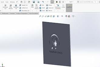 2d cad drawing using solidworks, 3d modeling, barbershop logo drawing on 2mm