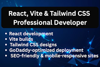 do react, vite, tailwind CSS, website or webapp for godaddy