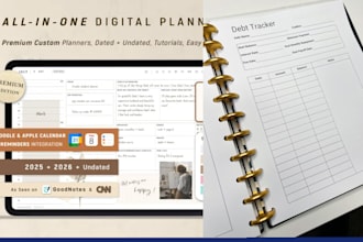 design editable hyperlinked  canva planner debt tracker for goodnotes notion