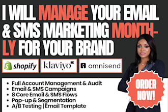 manage your shopify email marketing monthly klaviyo omnisend campaigns flows sms