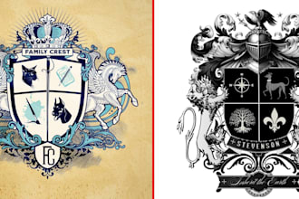 draw custom and original coat of arms, heraldic family crest logo