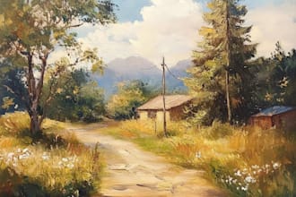 paint landscape in real oil painting