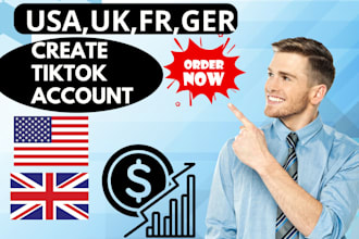 create USA, UK, ger, fr tiktok account with creativity program beta in 1 hour