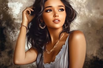 do hand draw realistic digital oil painting portrait