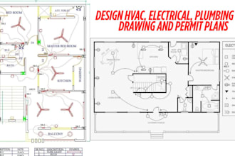 design hvac, electrical, plumbing mep drawing and permit plans