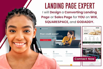 design high converting landing page on wix, squarespace and godaddy with seo