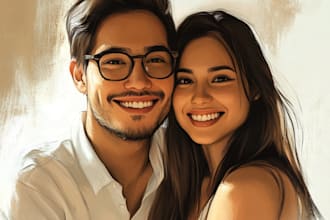 draw couple portrait illustration from photo