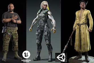 3d character modeling realistic 3d game character fbx blender unity unreal 5 ue5
