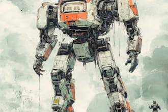 design robots and concept art of futuristic mecha