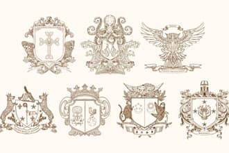 design luxury vintage family crest and heraldic coat of arms logo for your brand
