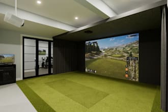 remodel3d modern goif simulator,render goif course,simulator game room,landscape