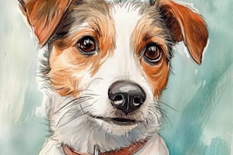 draw a watercolor portrait of your cat dog animal pet