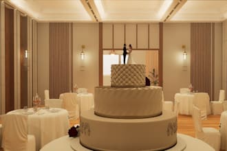 add furniture to hall space, redesign 3d party hall,wedding event,interior decor