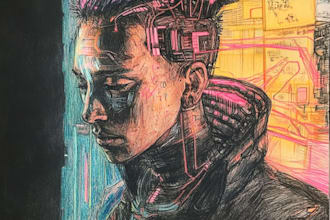 create concept art of cyberpunk and street punk illustration