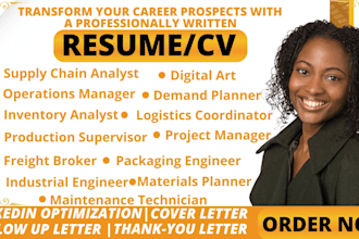 write professional supply chain analyst, inventory analyst, manufacturing resume