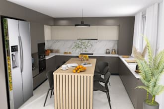 create a modern and functional interior design with 3d renderings