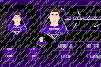 design custom twitch bundle, stream overlay, logo, and screens