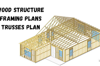 draft framing plan timber wood structure, foundation and trusses plan