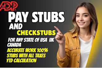 create adp paystub, w2, pay stubs, check stubs, paystubs, payroll, 1099 and 104