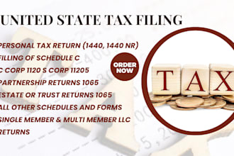 prepare your US tax filings form 1040 1065 1120 5472 and us sales tax returns