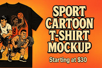 make soccer nba fitness cartoon warren lotas sport t shirt mockup illustration
