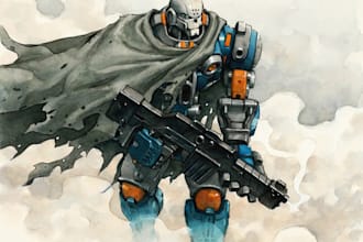 draw and design quality mecha and robot concept, industrial robotics animation