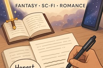 beta read your fantasy, sci fi, or romance novel without ai