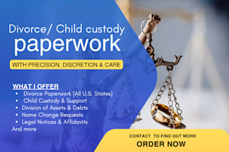 compassionately prepare your divorce, child custody and settlement paperwork