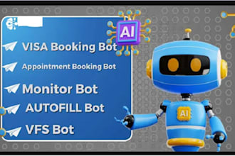 appointment bot,visa booking bot,vfs,auto purchase,website chatbot development